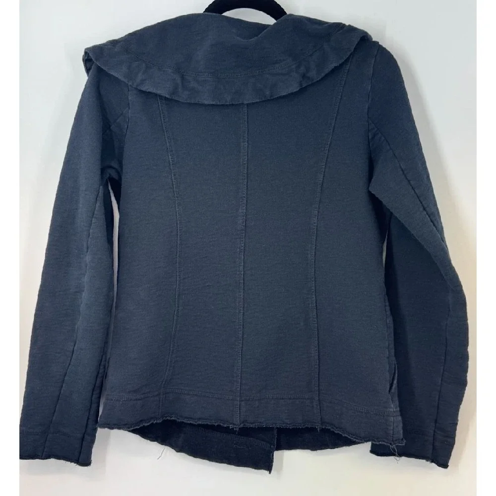Lucky Brand Y2K‎ Grunge Streetwear Cowl Neck Womens M Cotton Dark Navy Button - Picture 3 of 5